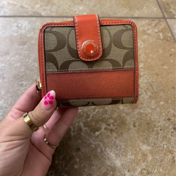Coach Handbags - Coach Brown and Orange Wallet